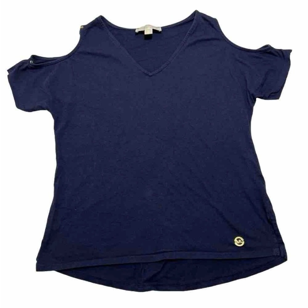 Michael Michael Kors Cold Shoulder Top Women’s Medium Blue V Neck READ